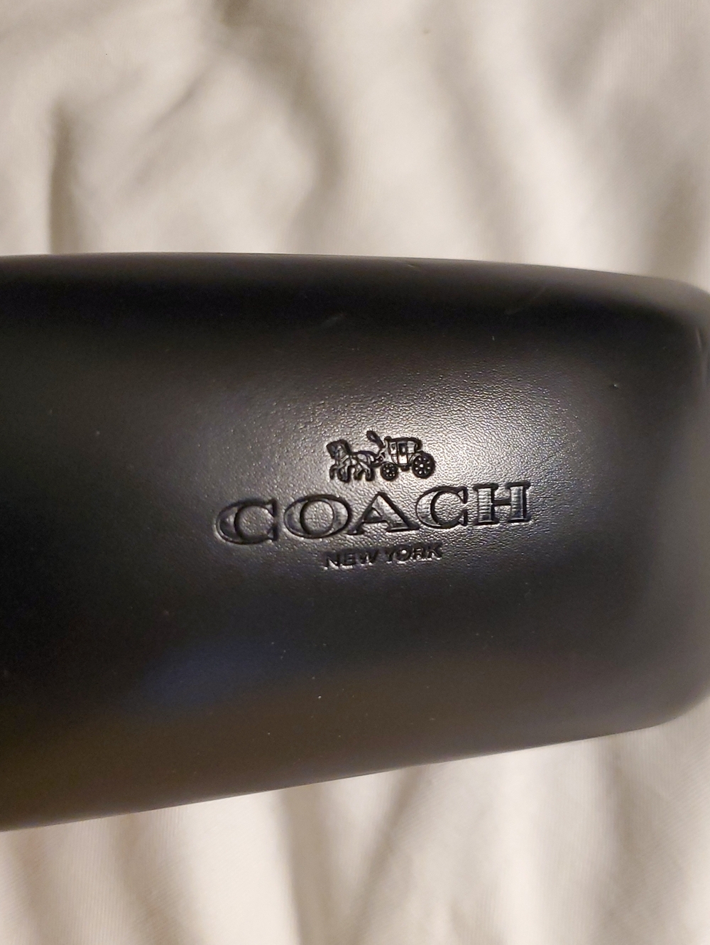 Coach Black Leather Sunglasses Case with Embossed Coach Logo